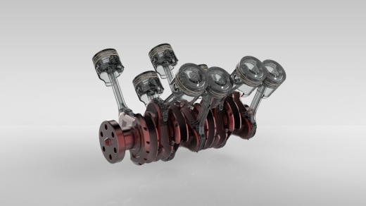 V8发动机曲轴和活塞 3D图纸 机械设备设计3D模型文件素材缩略图